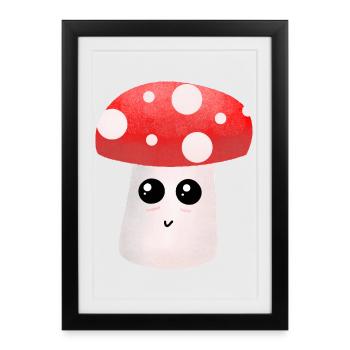 Un copain champignon Kawaii avec des points - Affiche encadrée (27 × 37 cm) - noir - Devant