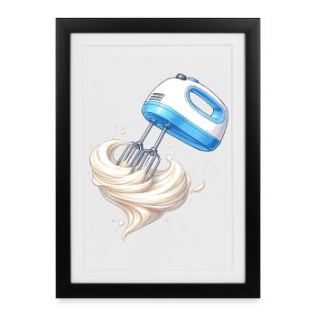 Whipping Cream Hand Mixer Baking Design - Framed poster (27 × 37 cm) - black - Front