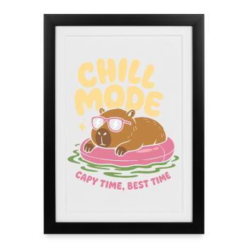 Chill Mode Capybara No Rush - Framed poster (27 × 37 cm) - black - Front