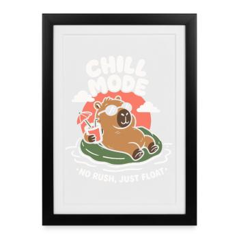 Chill Mode Summer Capybara - Framed poster (27 × 37 cm) - black - Front