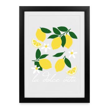La Dolce Vita Zitronen - Gerahmtes Poster (27 × 37 cm) - Schwarz - Vorne