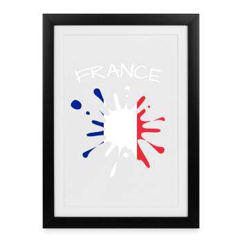 Französischer Farbsplash Print - Gerahmtes Poster (27 × 37 cm) - Schwarz - Vorne