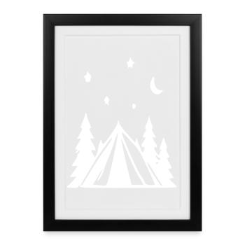 Night Forest Tent Camping - Framed poster (27 × 37 cm) - black - Front
