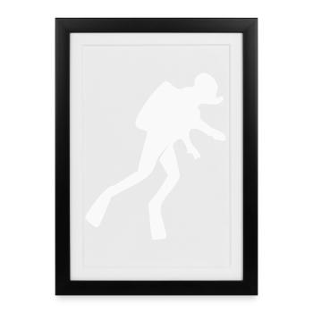Fêtes-cadeaux de plongée Silhouettes de plongée - Affiche encadrée (27 × 37 cm) - noir - Devant