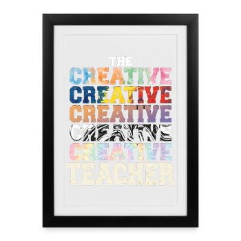 Enseignant créatif Enseignant Cadeau coloré - Affiche encadrée (27 × 37 cm) - noir - Devant