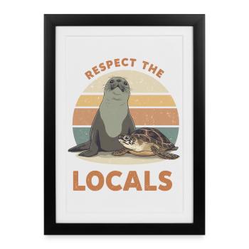Respect The Locals Seal & Turtle - Framed poster (27 × 37 cm) - black - Front