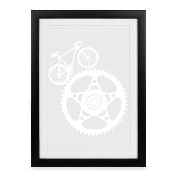 Gear and Bicycle Art - Framed poster (27 × 37 cm) - black - Front