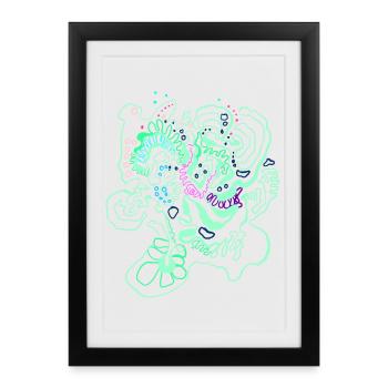 Carte de corail / Motif floral - Affiche encadrée (27 × 37 cm) - noir - Devant