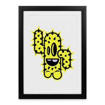 cactus hauts cinq comique - Affiche encadrée (27 × 37 cm) - noir - Devant