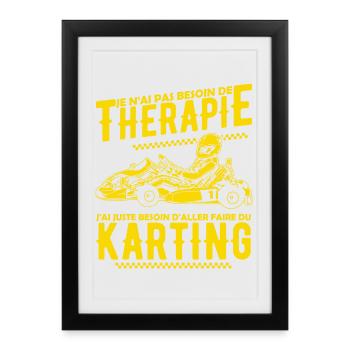 Thérapie Karting - Affiche encadrée (27 × 37 cm) - noir - Devant