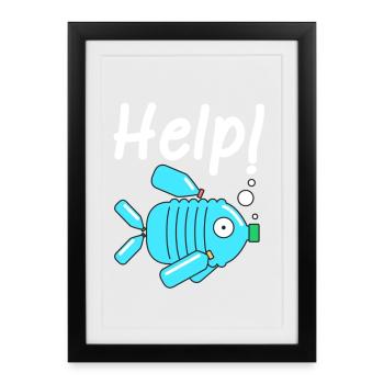 Plastic climate change environmental protection - Framed poster (27 × 37 cm) - black - Front