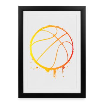 Joueurs de basket-ball - Basket-ball - BBall - Basket Ball - Affiche encadrée (27 × 37 cm) - noir - Devant