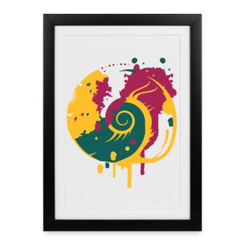 Graffiti of a fossil snail - Framed poster (27 × 37 cm) - black - Front