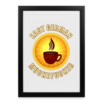Café DDR muckefuck avec tasse dans un style rétro - Affiche encadrée (27 × 37 cm) - noir - Devant