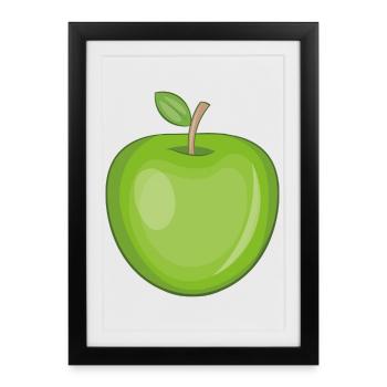 Autocollant drôle d'une pomme - Affiche encadrée (27 × 37 cm) - noir - Devant