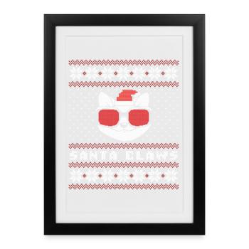 Santa Claws Cat - Framed poster (27 × 37 cm) - black - Front
