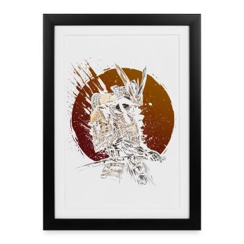 Art du Katana du Samouraï Guerrier Levant - Affiche encadrée (27 × 37 cm) - noir - Devant