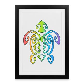 Tortue polynésienne arc-en-ciel - Affiche encadrée (27 × 37 cm) - noir - Devant