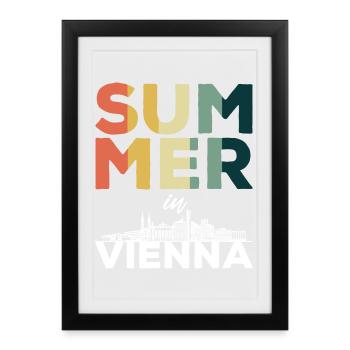 Summer in Vienna Wien Autriche Party Touristes - Affiche encadrée (27 × 37 cm) - noir - Devant