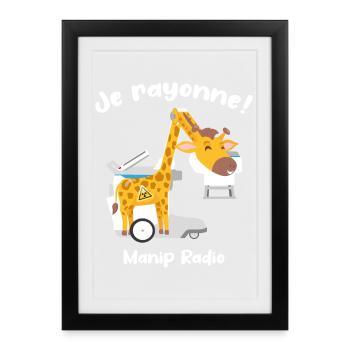 Je rayonne Manip radio Girafe Radiologie médicale - Affiche encadrée (27 × 37 cm) - noir - Devant