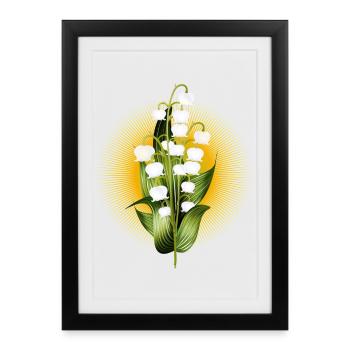 bouquet de muguet radieux en guise de salutation printanière - Affiche encadrée (27 × 37 cm) - noir - Devant