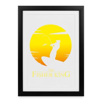 The Fisher King - Humour parodie pêche - Affiche encadrée (27 × 37 cm) - noir - Devant