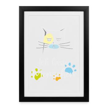 Ich hasse Menschen! Katze, Miesepeter - Gerahmtes Poster (27 × 37 cm) - Schwarz - Vorne