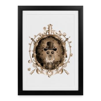 Steampunk deer portrait in antique sepia look - Framed poster (27 × 37 cm) - black - Front