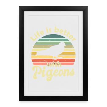 Pigeon Pigeons - Affiche encadrée (27 × 37 cm) - noir - Devant
