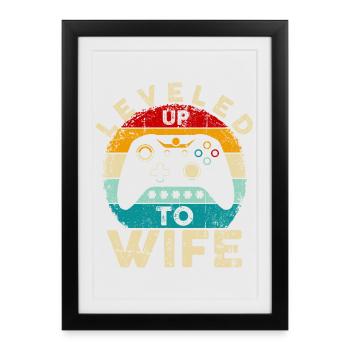 Montez de niveau en épouse Rétro Gamer - Affiche encadrée (27 × 37 cm) - noir - Devant