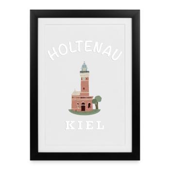 Kiel, phare Holtenau, mer Baltique allemande - Affiche encadrée (27 × 37 cm) - noir - Devant