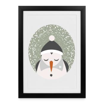 cute snowman with cap and turnip nose - Framed poster (27 × 37 cm) - black - Front