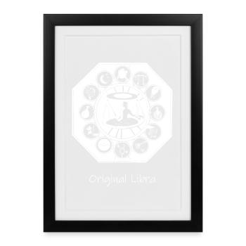 Signe du zodiaque Balance 002 blanc - Affiche encadrée (27 × 37 cm) - noir - Devant