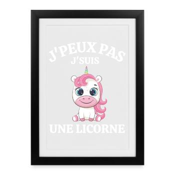 licorne, animal fantastique - Affiche encadrée (27 × 37 cm) - noir - Devant