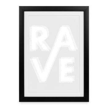 Rave Art design flou, pour raver EDM Techno House - Affiche encadrée (27 × 37 cm) - noir - Devant