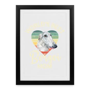Chien Borzoi - Affiche encadrée (27 × 37 cm) - noir - Devant