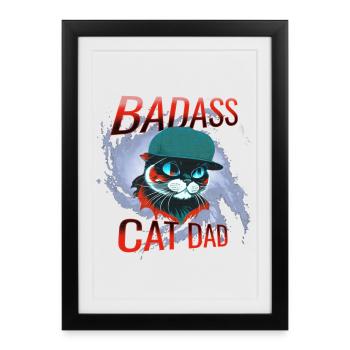 Chat, propriétaire de chat, père chat - Affiche encadrée (27 × 37 cm) - noir - Devant