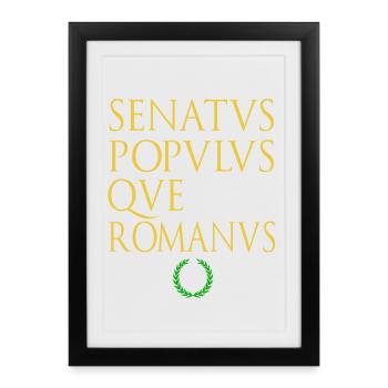 Senate and people of Rome written in latin - Framed poster (27 × 37 cm) - black - Front