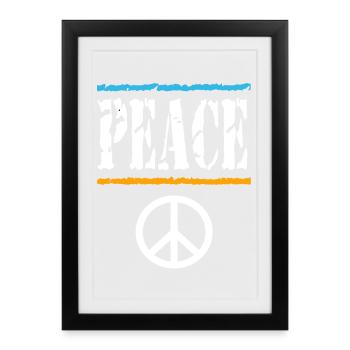 T-shirt rétro Peace Vibes - Affiche encadrée (27 × 37 cm) - noir - Devant