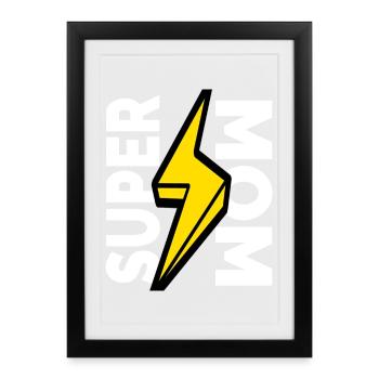 Super maman joyeuse fête des mères - Affiche encadrée (27 × 37 cm) - noir - Devant