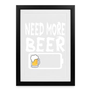 Batterie faible Besoin de plus de bière - Affiche encadrée (27 × 37 cm) - noir - Devant