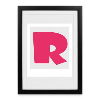 Simple rose gothique R - Affiche encadrée (27 × 37 cm) - noir - Devant
