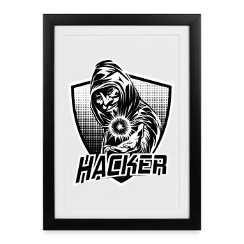 HACKER - Framed poster (27 × 37 cm) - black - Front