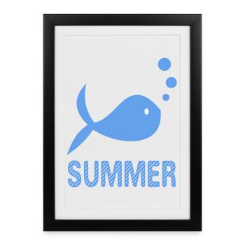 FISH. BEACH. SEA. SURFING. OCEAN. HUMOR. HOLIDAY - Framed poster (27 × 37 cm) - black - Front