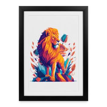 Polygone du Lion majestueux - Affiche encadrée (27 × 37 cm) - noir - Devant