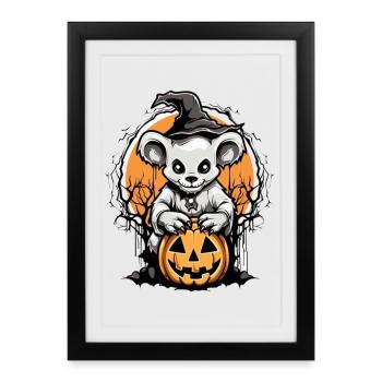 Cute Monster Halloween Pumpkin - Framed poster (27 × 37 cm) - black - Front