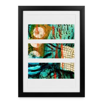 Paysage abstrait aux couleurs vives - Affiche encadrée (27 × 37 cm) - noir - Devant