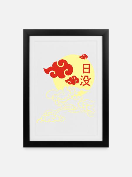Manga sunset - Framed poster (27 × 37 cm) - black