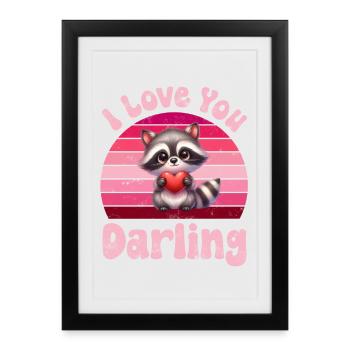 Raccoon I Love You For Couples - Framed poster (27 × 37 cm) - black - Front