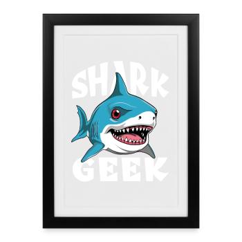 Shark Geek Pour Fan De Requins - Affiche encadrée (27 × 37 cm) - noir - Devant